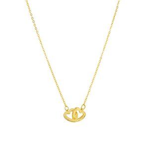 Interlocking Double Heart Necklace | 18K Gold Plated | CZ Accents | Love & Unity